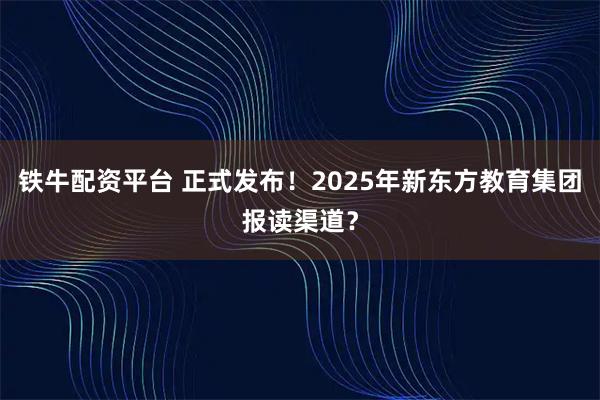 铁牛配资平台 正式发布！2025年新东方教育集团报读渠道？