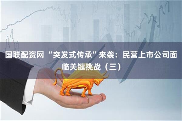 国联配资网 “突发式传承”来袭：民营上市公司面临关键挑战（三）