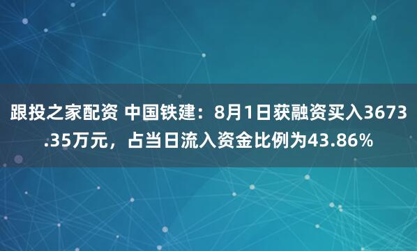 跟投之家配资 中国铁建：8月1日获融资买入3673.35万元，占当日流入资金比例为43.86%